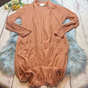 Privacy Please Coral Metallic Long Cardigan sz XS